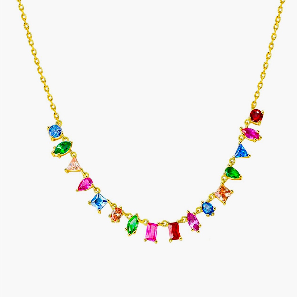 Stunning Lord Taylor 14kt Gold Vermeil Colorful Bright Gemstone Link Necklace 75$